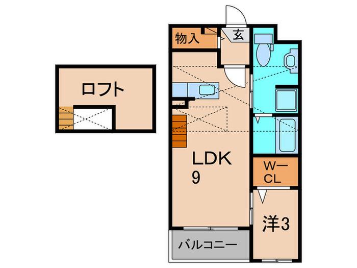 セカンドゲート(1LDK/2階)の間取り写真