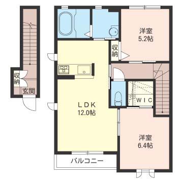 ラ スリーズB棟(2LDK/2階)の間取り写真