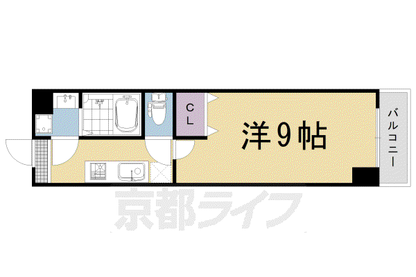 エリーフラッツ桂南(1K/4階)の間取り写真