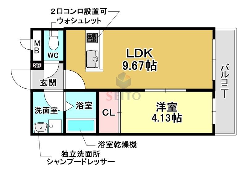 LUCREW曽根西町(1LDK/3階)の間取り写真