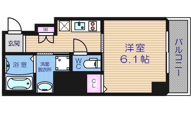 エスカーサ心斎橋イースト(1K/8階)の間取り写真