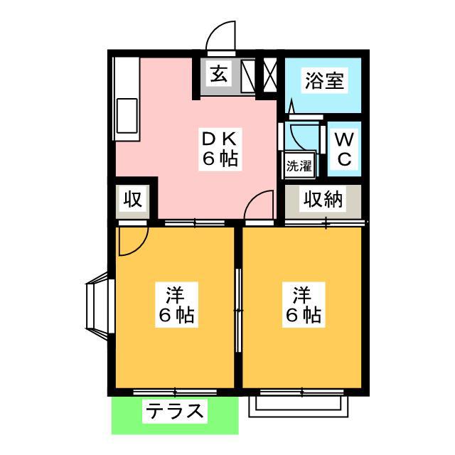 エルディム駿河台(2DK/1階)の間取り写真