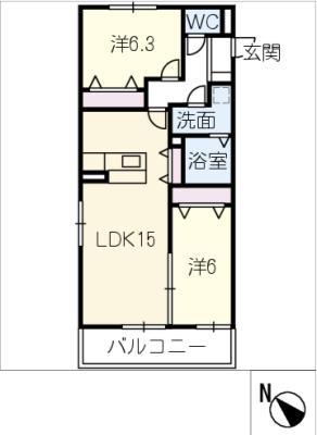 朝日テラス(2LDK/3階)の間取り写真