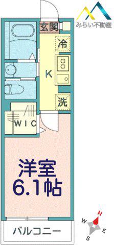 ミハス三ツ沢下町(1K/3階)の間取り写真