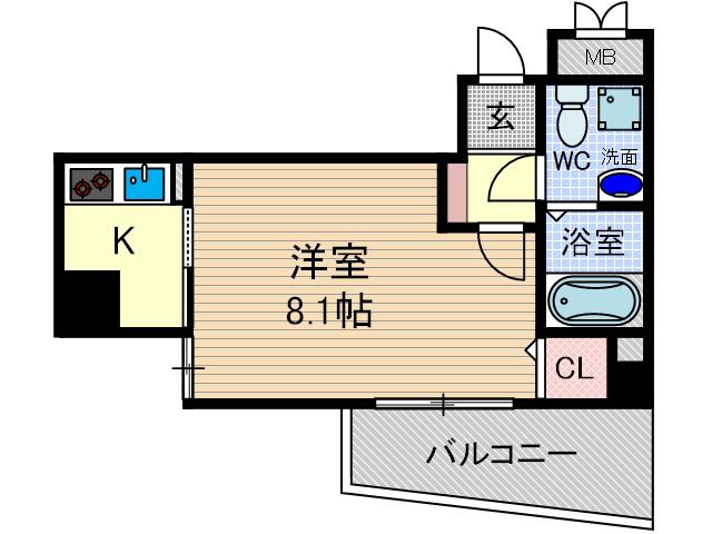 SERENITE千里丘(1K/7階)の間取り写真