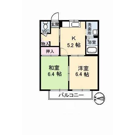 シャーメゾン江汐B(2K/2階)の間取り写真