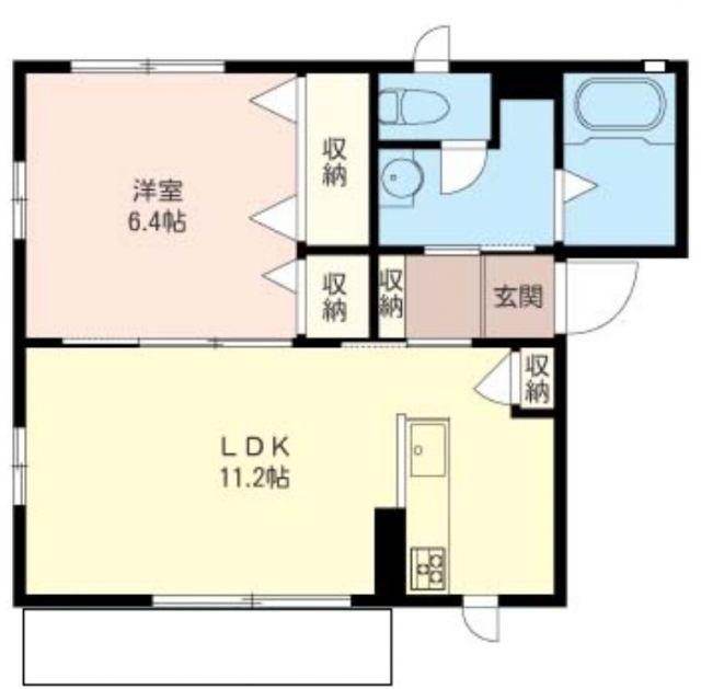 メゾン アイリスB(1LDK/1階)の間取り写真