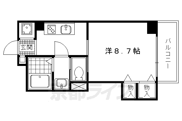 交庸マンション(1K/4階)の間取り写真