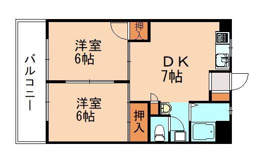 花宅ビル(2DK/4階)の間取り写真