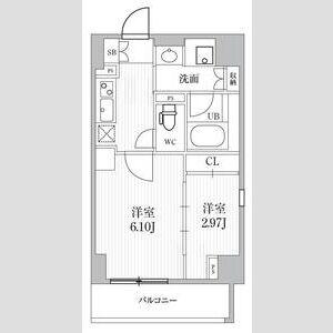 シーズンフラッツ靱本町(1DK/8階)の間取り写真