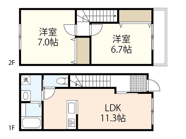 プリムローズ福島(2LDK/2階)の間取り写真