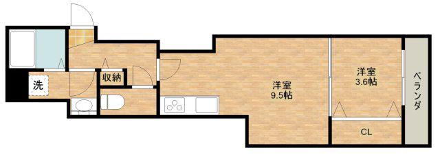 シャーメゾン園田町(1LDK/2階)の間取り写真