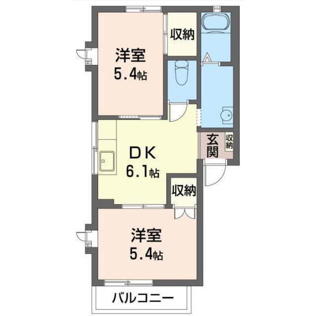 クレスト川向(2DK/2階)の間取り写真