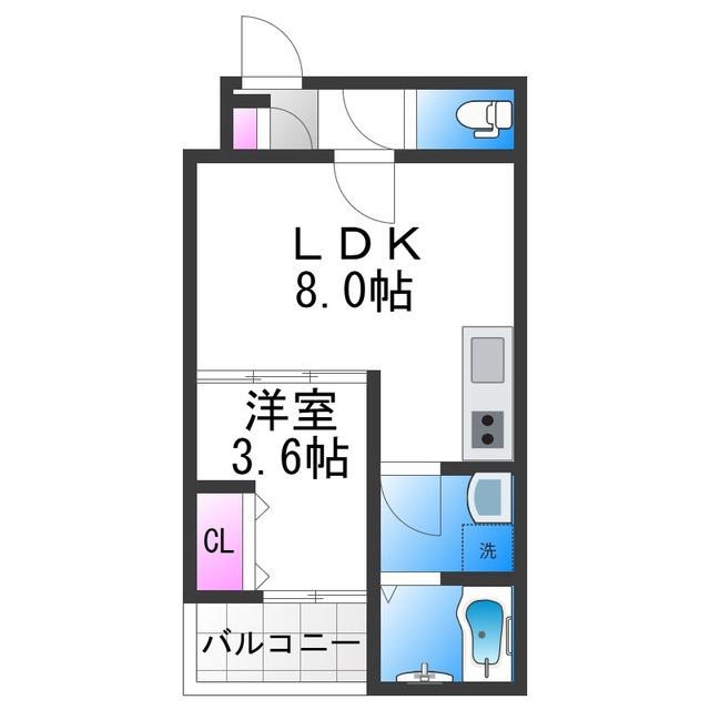 D PORTA BIJOU(1LDK/2階)の間取り写真