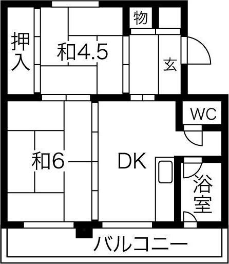 パークヒルズ真々地I(2DK/5階)の間取り写真
