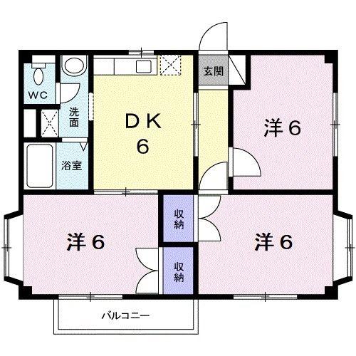 リバーサイドK(3DK/2階)の間取り写真