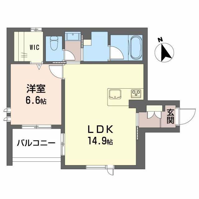 ヴィア パラディーソ(1LDK/1階)の間取り写真