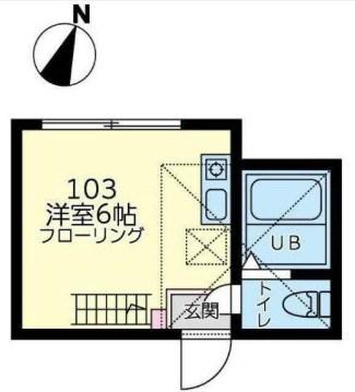 ユナイトステージモーリスの杜(1K/1階)の間取り写真