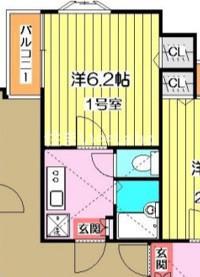ピュア茶山弐番館(1SK/1階)の間取り写真
