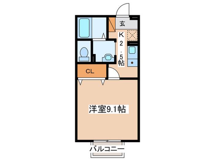 メゾン・ベルクII(1K/1階)の間取り写真