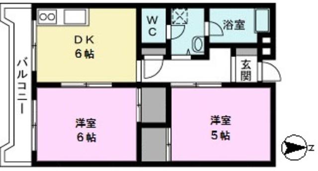コーポ濱野(2DK/2階)の間取り写真