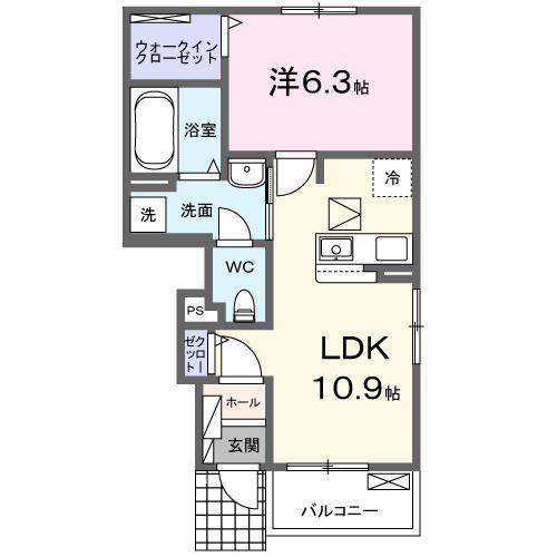 クレストコート緑台II(1LDK/1階)の間取り写真