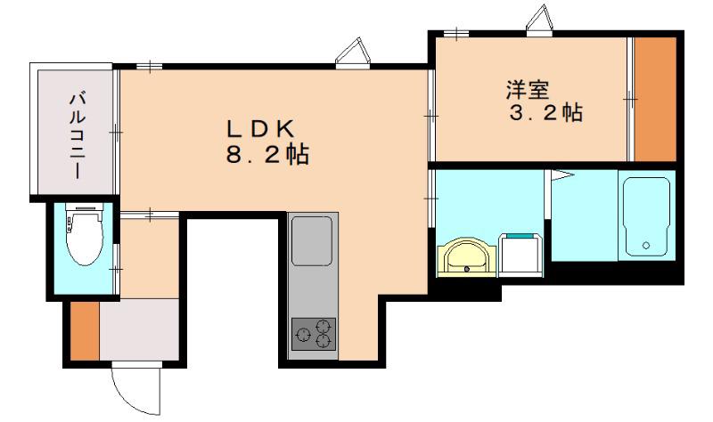 シャルマン今宿(1LDK/2階)の間取り写真