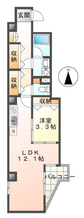 VILLA FIUME(1LDK/2階)の間取り写真