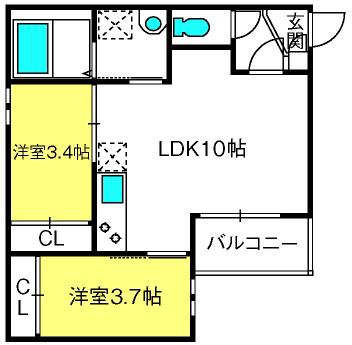 REGALEST 大宮M(2LDK/2階)の間取り写真