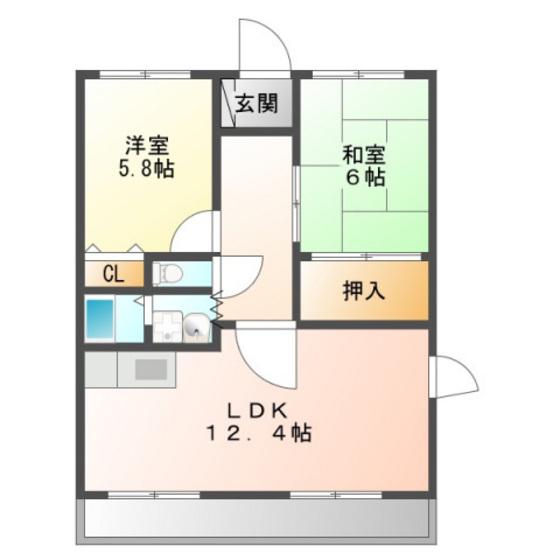 プレシアス中央(2LDK/3階)の間取り写真