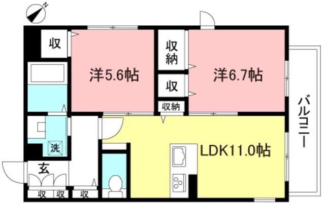 Jアイルズ(2LDK/3階)の間取り写真