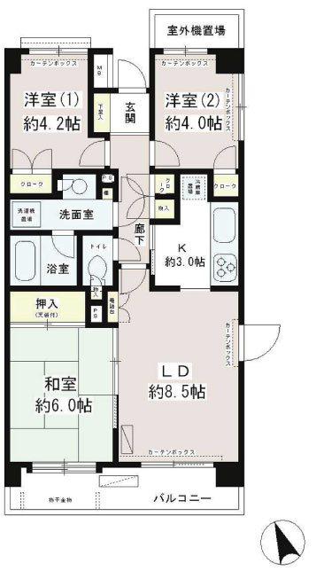 クレスト川村(3LDK/1階)の間取り写真
