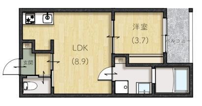 LE LIEN広町田(1LDK/3階)の間取り写真