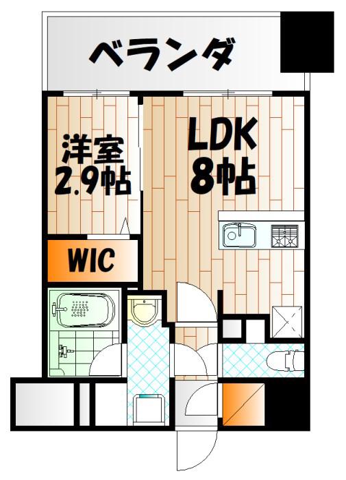グランフォーレ小倉シティタワー(1LDK/9階)の間取り写真