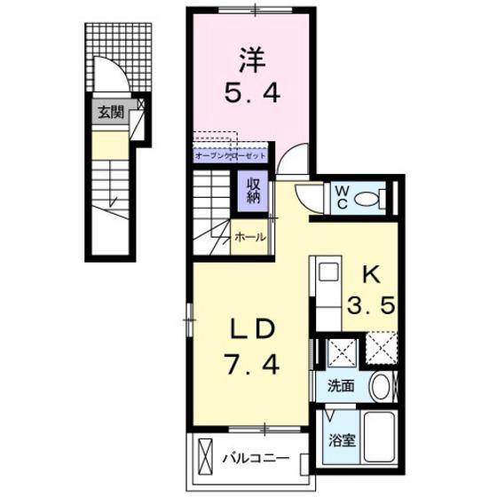 MS HIRO II(1LDK/2階)の間取り写真