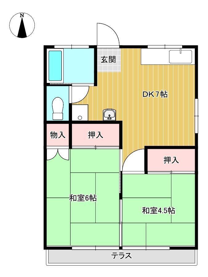 ゆたかビル(2DK/2階)の間取り写真