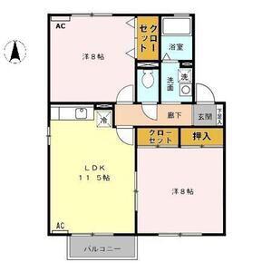 セピアコート大松(2LDK/2階)の間取り写真
