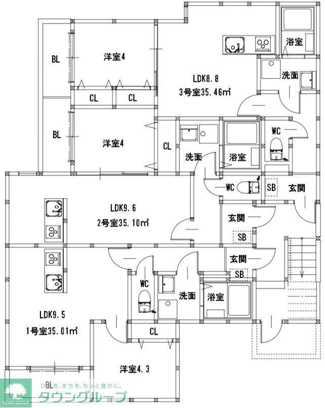 クリーク下山門II(1LDK/3階)の間取り写真