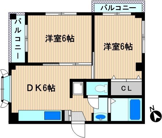 コーポ吉田(2DK/3階)の間取り写真