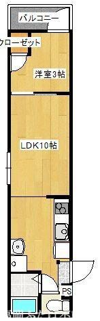 アフロディーテ別府(1DK/2階)の間取り写真