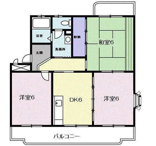 クレセントフジ B(3DK/4階)の間取り写真