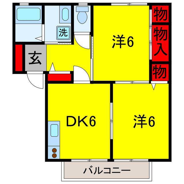 サンベルデ壱七番館(2DK/1階)の間取り写真