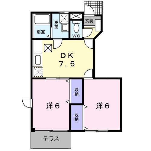 ジョイリバ-II(2DK/1階)の間取り写真