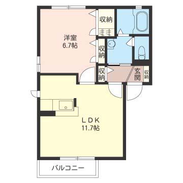 プレジオA(1LDK/1階)の間取り写真