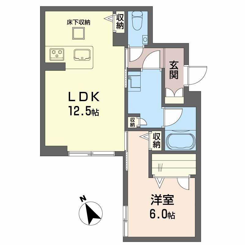 エリーズコート 宇宿(1LDK/1階)の間取り写真