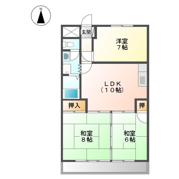 カルチャー八竜(3LDK/2階)の間取り写真
