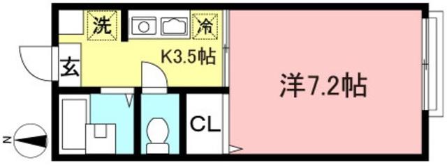 ウッド・ツー(1K/2階)の間取り写真