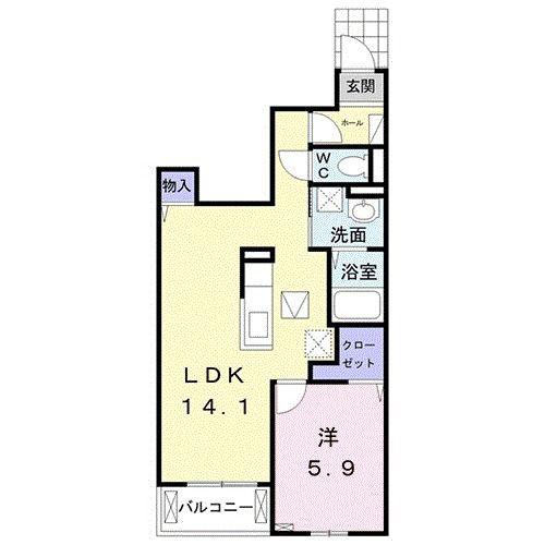 パレスアリオン佐倉III(1LDK/1階)の間取り写真