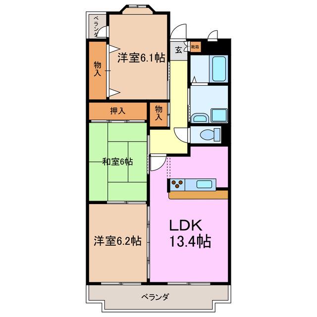 プレステージ黒沢台(3LDK/2階)の間取り写真