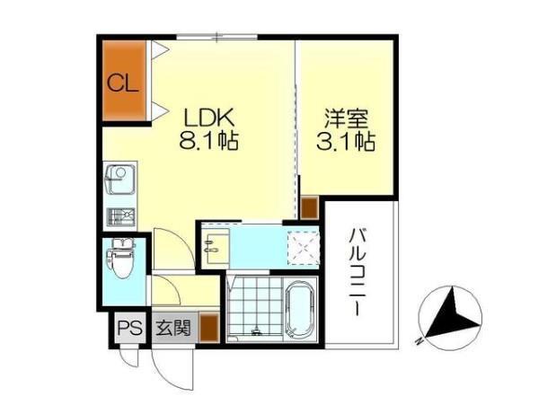 MOVE広古新開(1LDK/1階)の間取り写真
